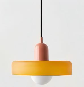 35CM 샹들리에 - 핑크 램프 헤드 + 오렌지 갓 - 따뜻한 빛