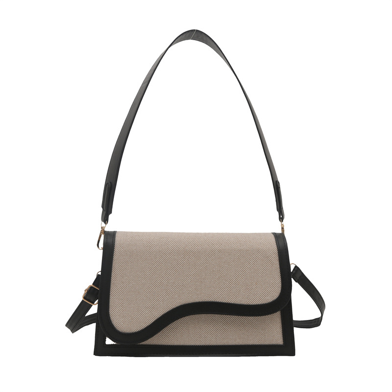 Bolsos populares de este año para mujer 2024 nuevo bolso de mensajero de un solo hombro con costuras de color en contraste de moda bolso cuadrado pequeño portátil