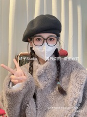 Qingzi Studio ins スタイル韓国スタイル多用途インターネットセレブカーリングニットベレー帽大きな顔痩身画家帽子冬