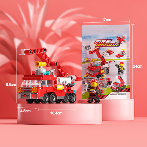 6 in 1 Bag Fire Truck Police Car Rescue Compatible Lego Toy Building Blocks for Children Boys Wholesale Assembly Puzzle