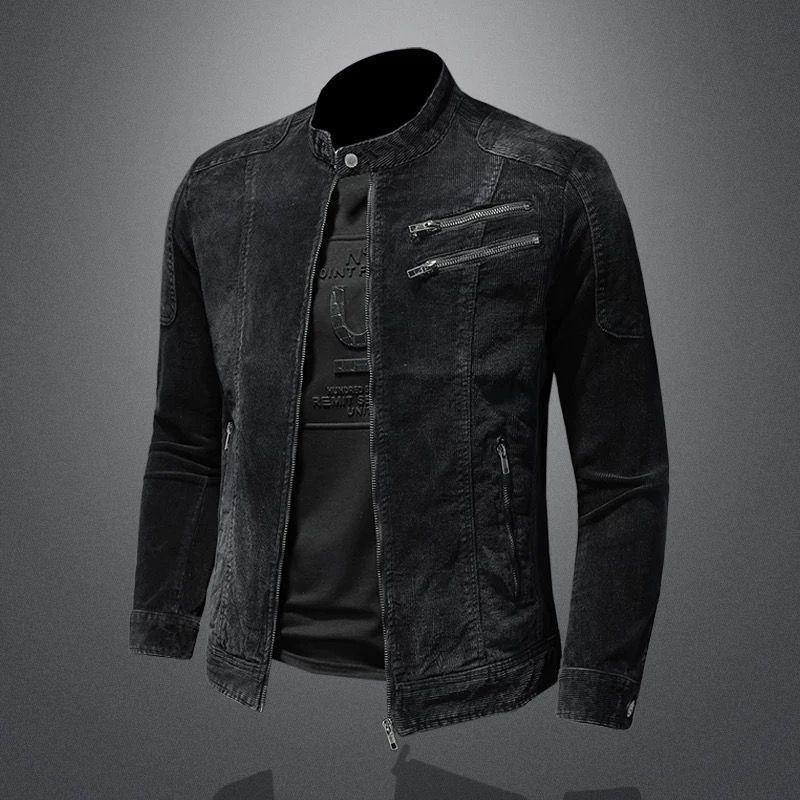 Manwei Venom Men's Denim Coat European and American Casual Retro plus size Vertical Collar Zipper Jacket Cycling Bike Clothing Trendy