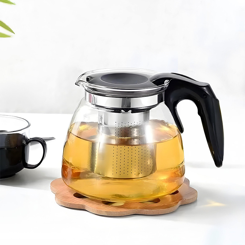夏季家用大容量不锈钢滤网玻璃茶壶耐高温茶水分离加厚泡茶壶