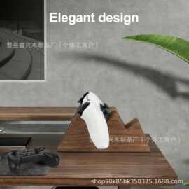 跨境新款木质游戏手柄收纳座双位实木手柄支架家用桌面手柄置物架