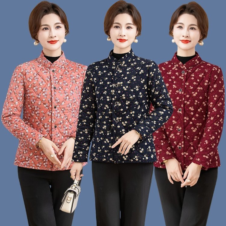 Mom's Autumn and Winter Velvet Thickeneded Small Cotton Jacket, Middle-Aged and Elderly Women's Long-Sleeved Cotton Coat, Grandma's Warm Cotton Jacket Mom's Autumn and Winter Velvet Thickeneded Small Cotton Jacket, Middle-Aged and Elderly Women's Long-Sleeved Cotton Coat, Grandma's Warm Cotton Jacket
