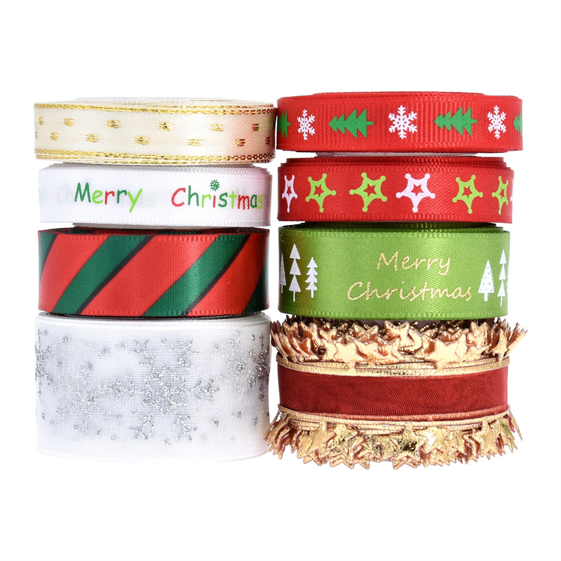 Transfronteriza europea y americana nueva cinta de Navidad traje hogar vacaciones decoración Navidad decoración regalo embalaje cinta 5 yardas