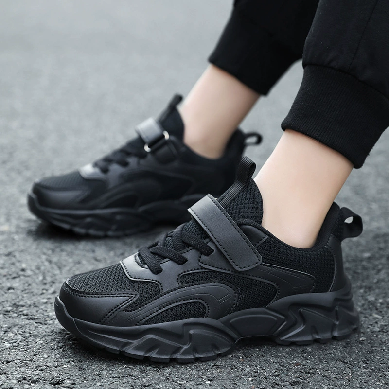 Четырехсезонные световые кроссовки для мальчиков сетчатые ботинки для девочек кожаные ботинки для детей маленькие белые ботинки черные ботинки для детей