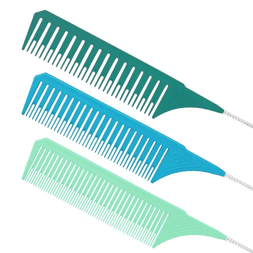 Venta caliente transfronteriza aguja de acero de plástico de la cola puntiaguda peine de teñido peine de peluquería profesional peine de tinte para el cabello resistente a altas temperaturas peine de tinte para el cabello