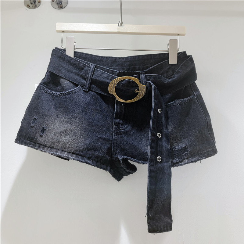 Pantalón Corto de Mezclilla Recto de Cintura Baja con Cinturón para Verano image 3
