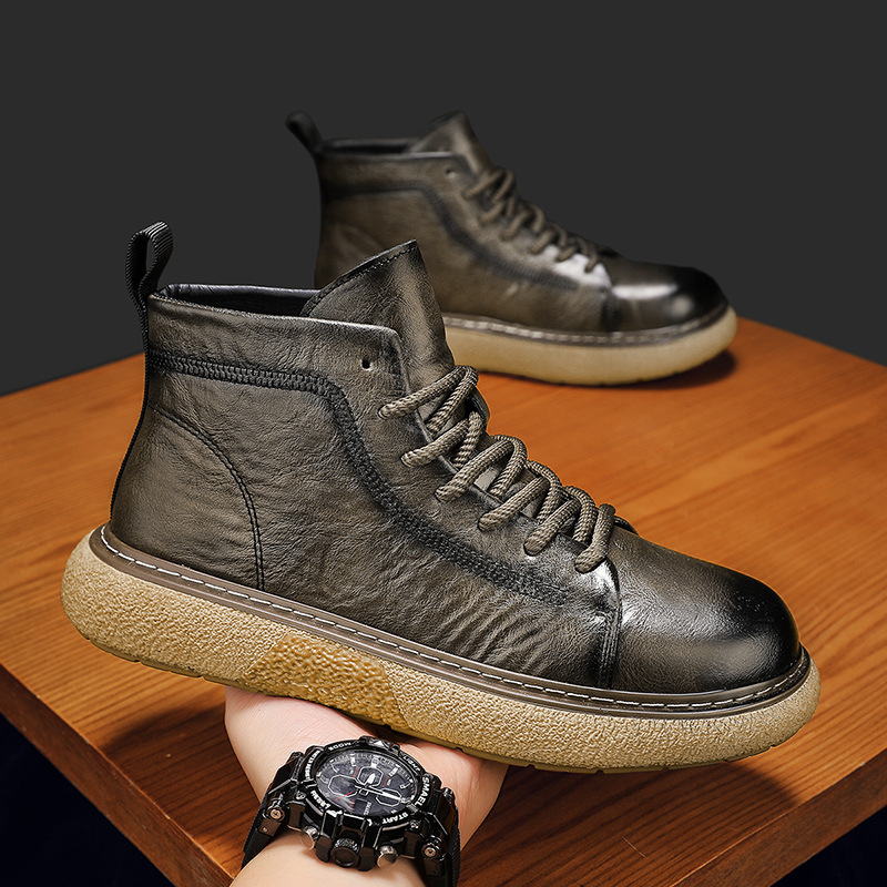 Wysokie buty Martin 2024 jesień nowy casual sport trend skóra wodoodporna i odporna na zużycie odzież robocza modne buty męskie_voghion.com