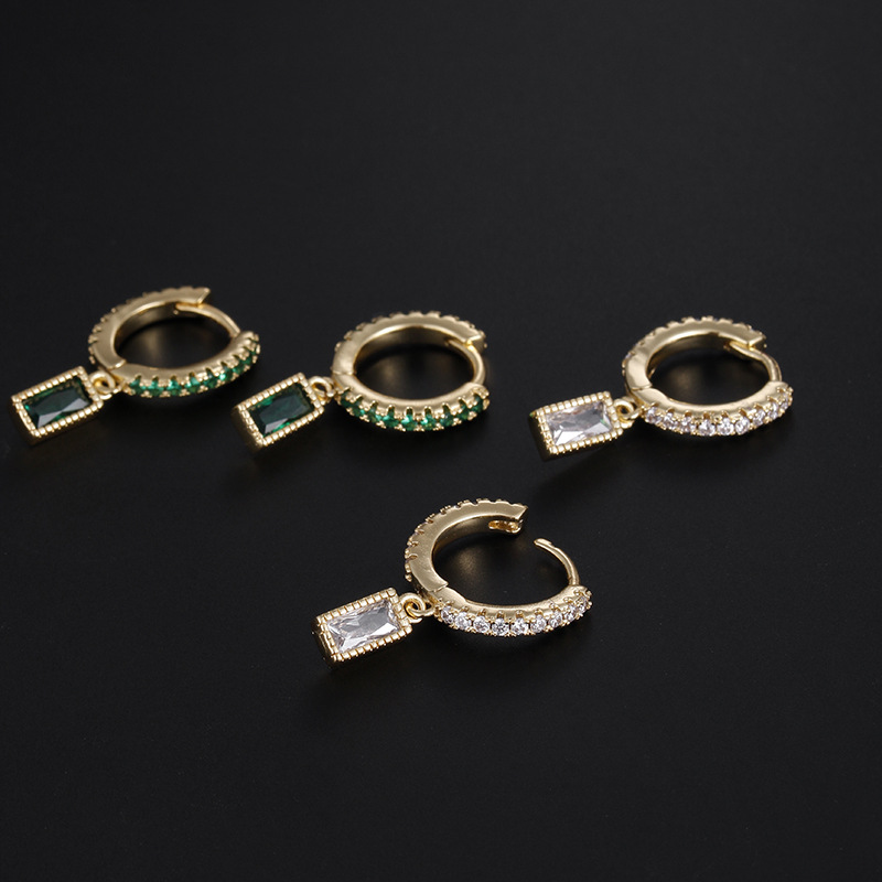 Fashion Square Copper Inlay Zircon Drop Earrings 1 Piece