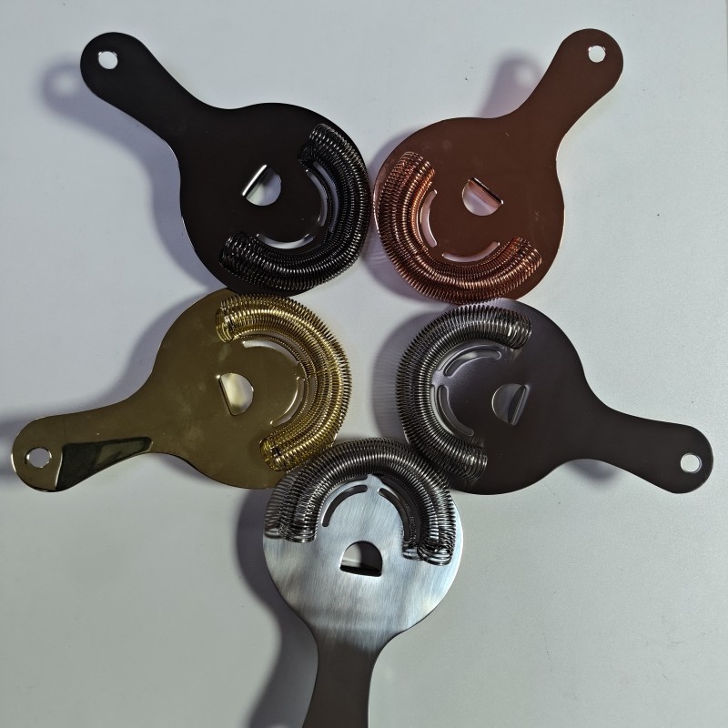 专业酒吧鸡尾酒隔冰器不锈钢半圆滤冰器霍桑冰块过滤器家用隔冰器