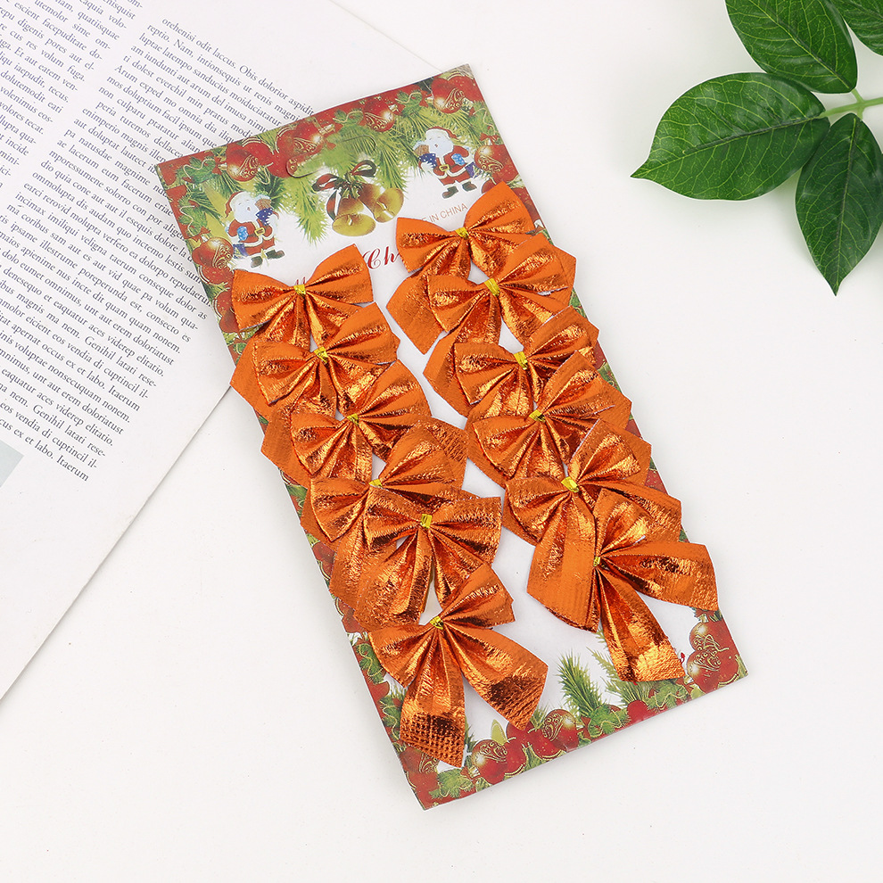 Fabricante de Navidad bowknot 5.5cm12 bowknot rojo oro y plata paño rojo árbol de Navidad decoraciones colgante