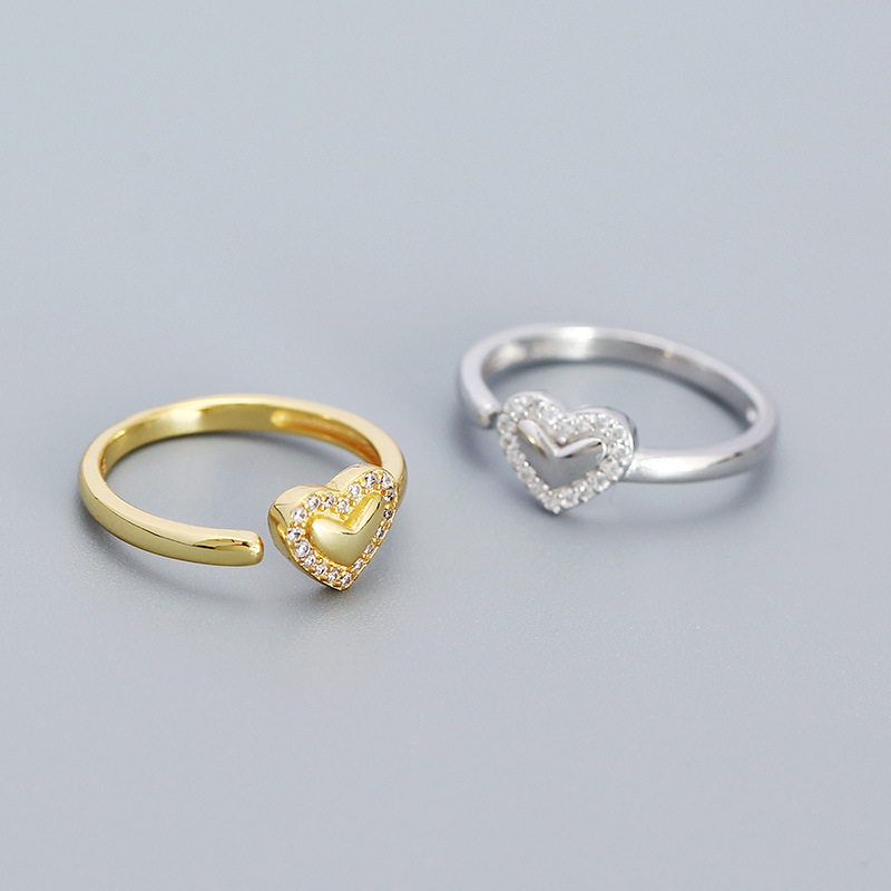 Sterling Silver Sweet Heart Shape Plating Open Rings display picture 1