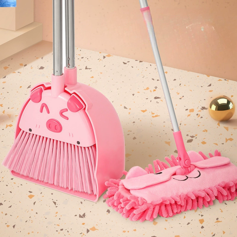 Детский набор из метлы и совка, специальная детская метла и швабра, набор из трех предметов, метла для детского сада, игрушка для подметания