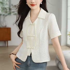 品牌新中式桑蚕丝衬衫女2024新款复古盘扣气质女士时尚减龄上衣潮