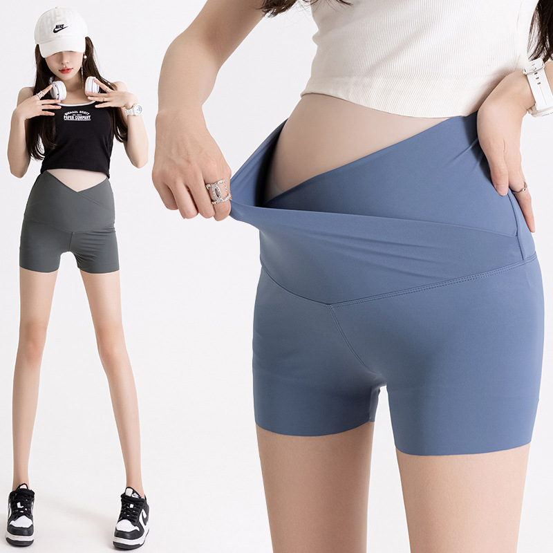 Real Shot in stock Pregnant Women Shorts Sharkskin Leggings Summer Thin Trendy Mom Hip Slimming Yoga Barbie Leggings