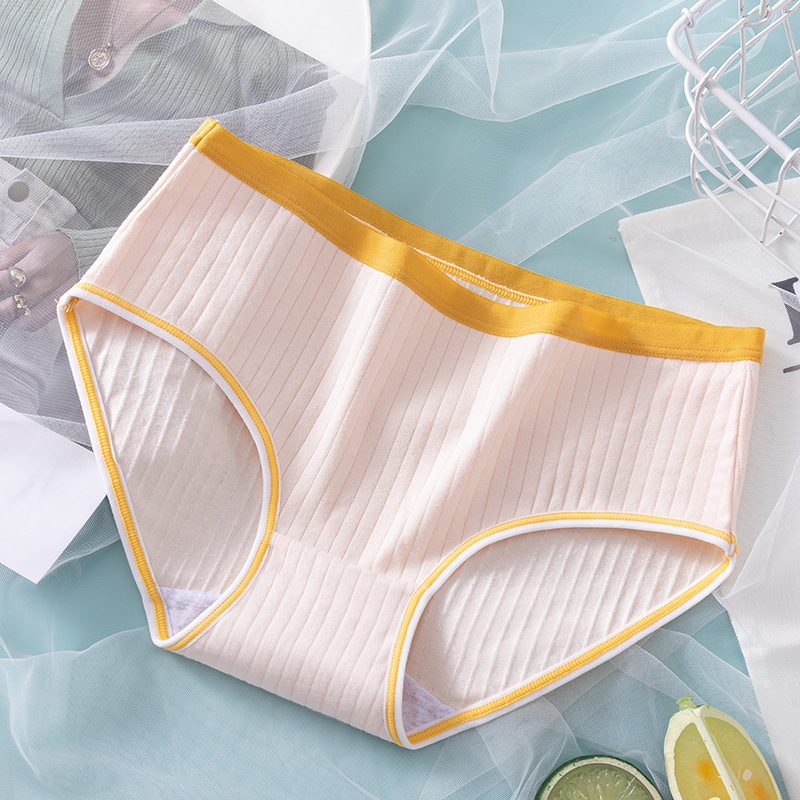 Japonés simple Niñas Ropa interior primavera y verano delgada cintura media cadera algodón transpirable antibacteriano entrepierna ropa interior de mujer en stock