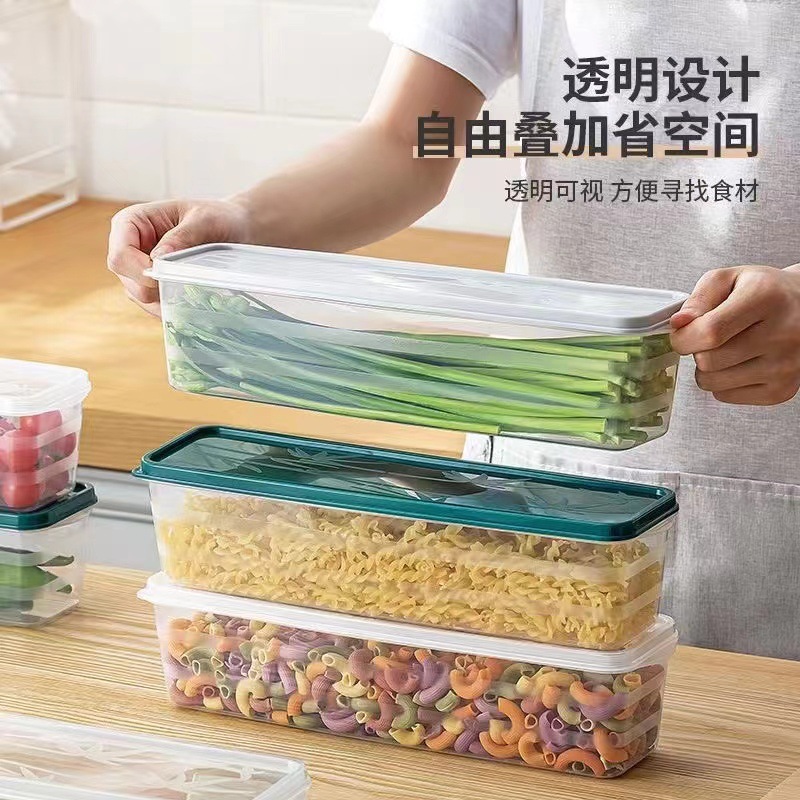 Caja de almacenamiento de fideos de cocina casera Caja de almacenamiento de granos rectangular Refrigerador de plástico Caja de almacenamiento de fideos sellada refrigerada image 1