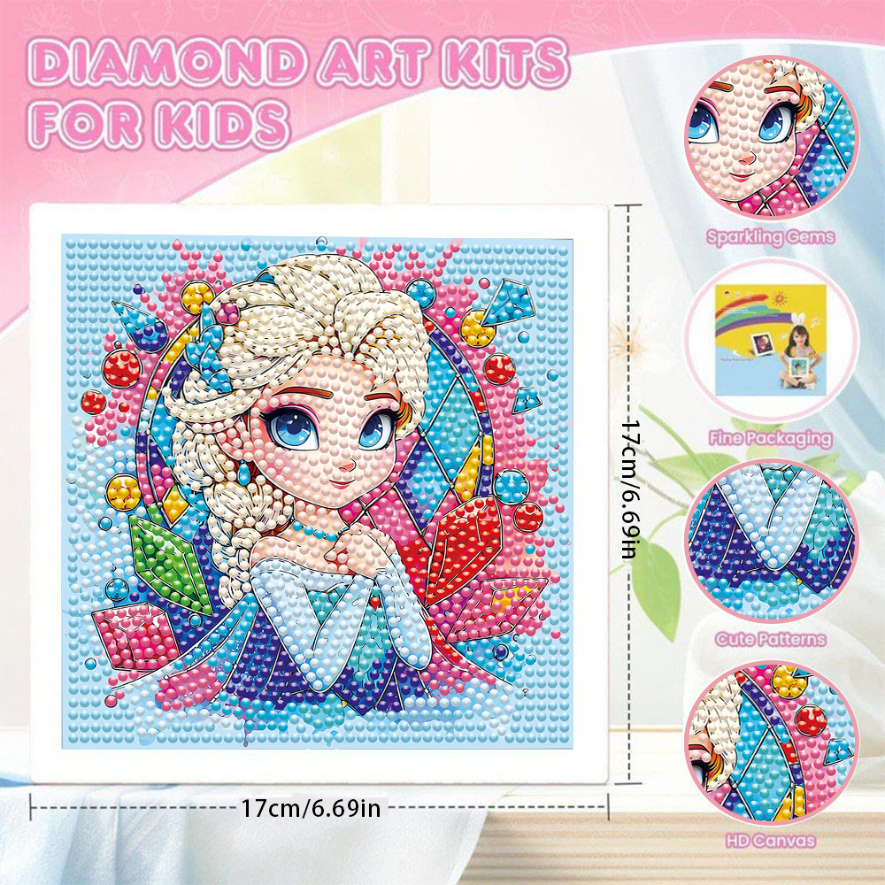 Nueva pintura de diamantes para niños, pegatinas de diamantes de princesa, pintura de diamantes con puntos bonitos, pintura de diamantes educativa hecha a mano para jardín de infantes