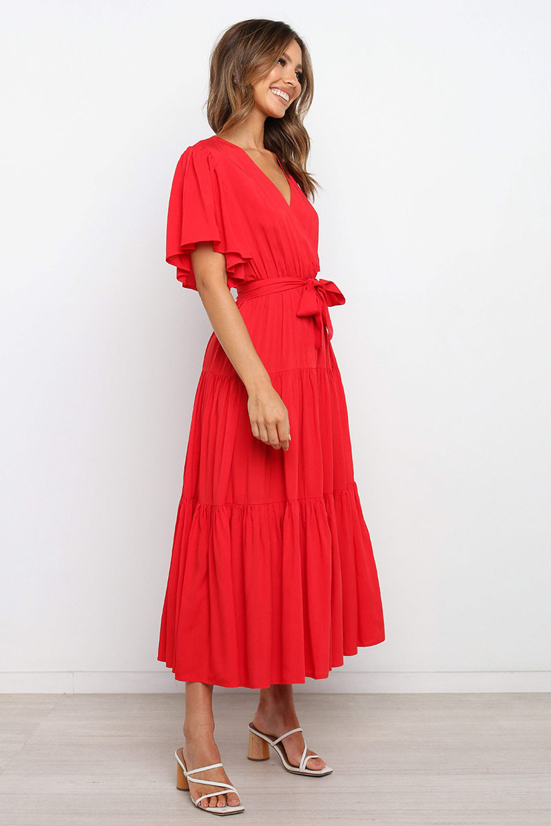 269g Weight Midi Dress Dress Length Type Short Sleeve Sleeve Length Princess Dress Dresses Type Regular Sleeve Sleeve Type Cotton, Polyester Fabric Type Mid Waist Waist Line Holiday, Daily, Selfie Occasion V Neck Neckline Regular Fit Fit Type Solid Color Pattern Summer Season Women's Gender Casual, Elegant, Streetwear Style Wholesale Women's Casual Elegant Streetwear Solid Color Holiday Daily Selfie V Neck Short Sleeve Princess Dress 16