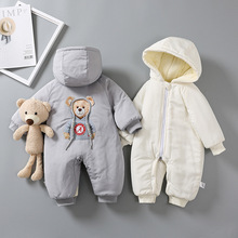 秋冬季裝連體衣新生嬰兒衣服滿月寶寶加厚哈衣棉衣外出服套裝抱衣
