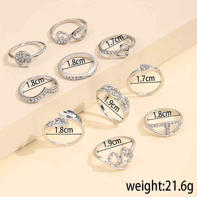 1 Set Fashion Round Heart Shape Alloy Plating Inlay Artificial Gemstones Women's Rings display picture 4