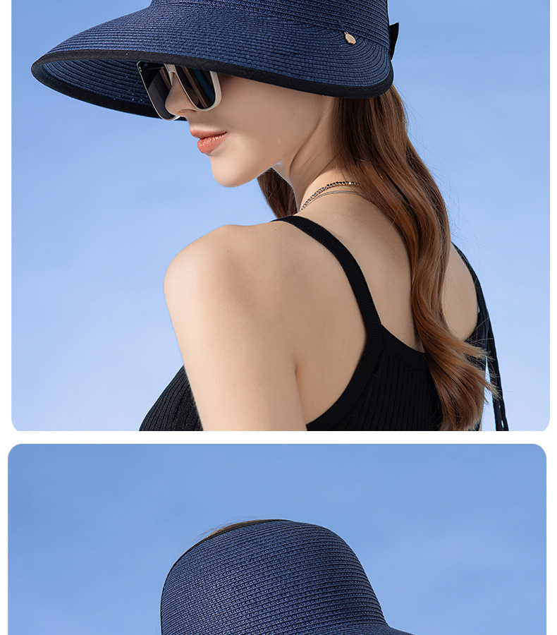385g Weight Straw Hat Hats Type Casual, Outdoor Occasion Straw Material Solid Color Pattern Summer Season Women's Gender Elegant, Basic Style Big Eaves Rim Women's Elegant Basic Solid Color Big Eaves Straw Hat 7