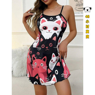 J 14193 Cow Print Camisole Nightgown ��ţӡ��˯ȹ