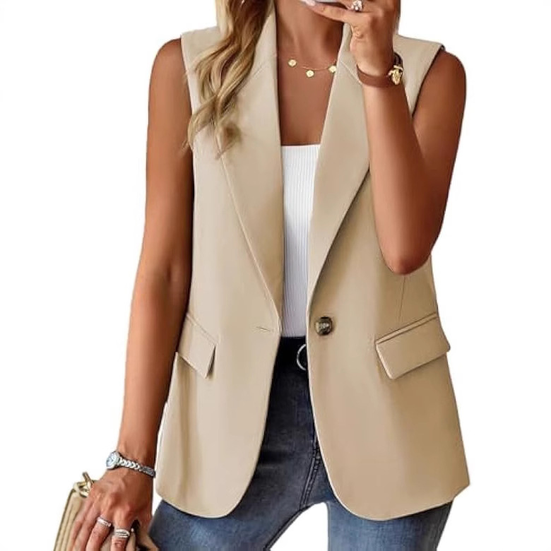 2025 nuevas mujeres europeas y americanas transfronterizas de Amazon traje de temperamento de moda casual chaleco ropa de mujer