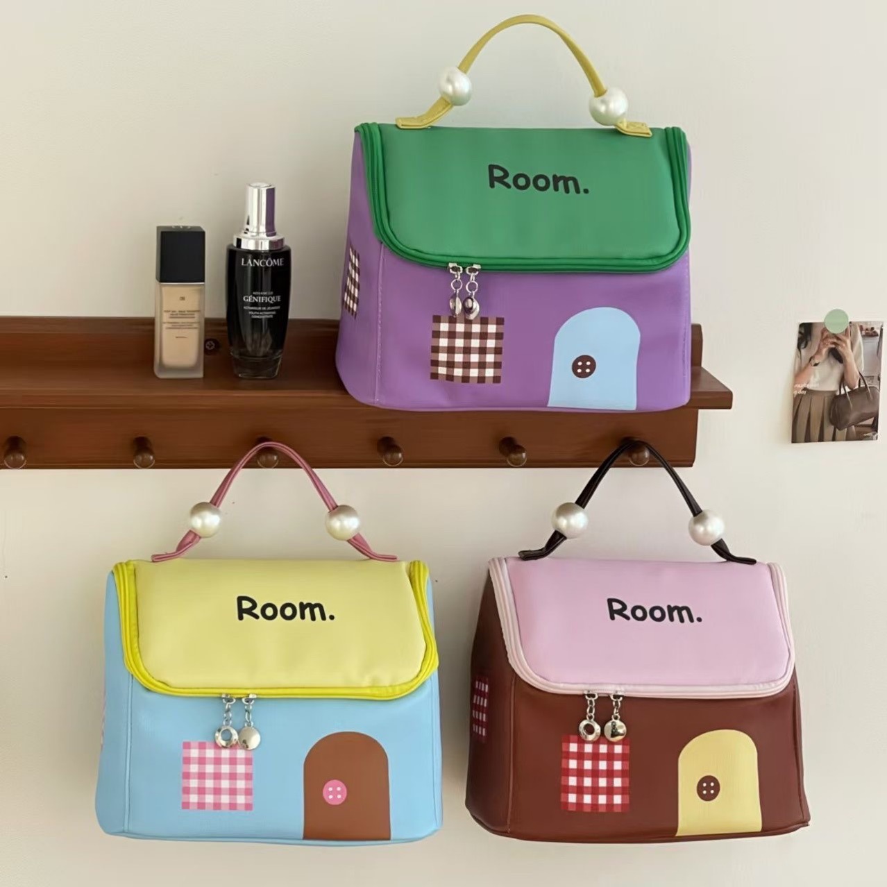 도파민 하우스 화장품 가방 여성의 대용량 파티션 휴대용 2025 새로운 방수 여행 휴대용 저장 가방