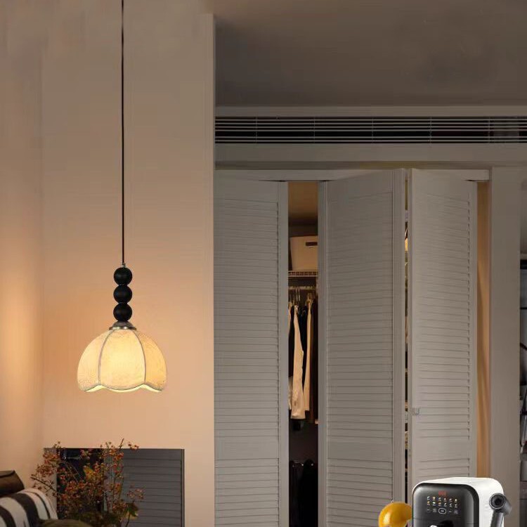 French Retro Bedroom Bedside Small Chandelier Wall Lamp Antique Fabric Flower Living Room Homestay Away Ceiling Lamp