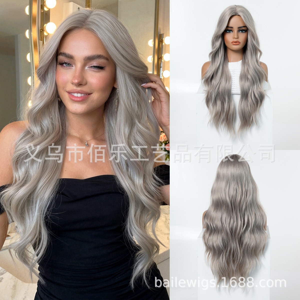 Peruca marrón oscuro teñido teñido claro oro largo rizos de cabello completo cubierta de cabeza femenina simulación cuero cabelludo wig seda de alta temperatura