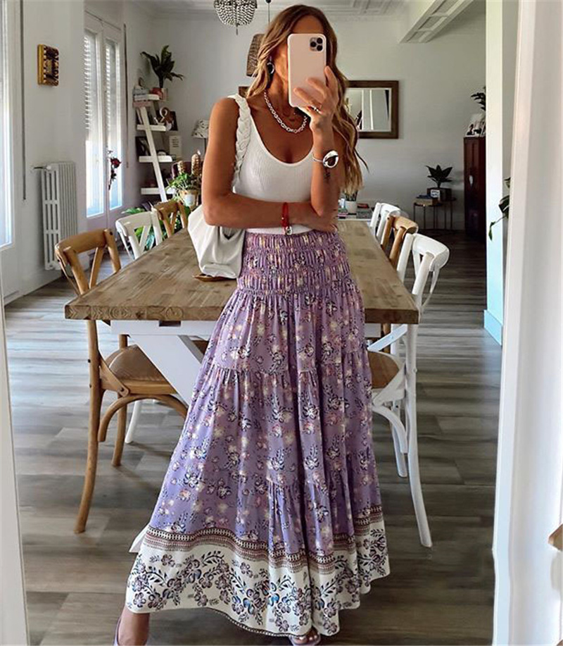 232g Weight Maxi Long Dress Dress Length Type Skirt Dresses Type Polyester Fabric Type Summer Streetwear Printing Polyester Maxi Long Dress Skirts