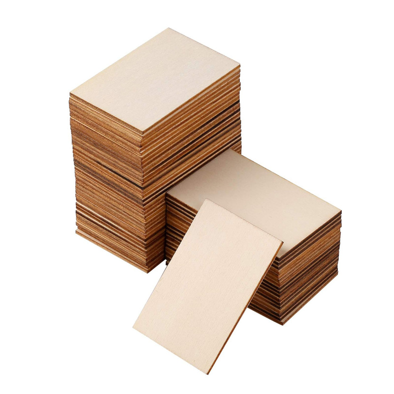 Blank Unfinished Rectangular Wood Pieces DIY Crafts Project Coaster Wooden Carving Painting Home Decor