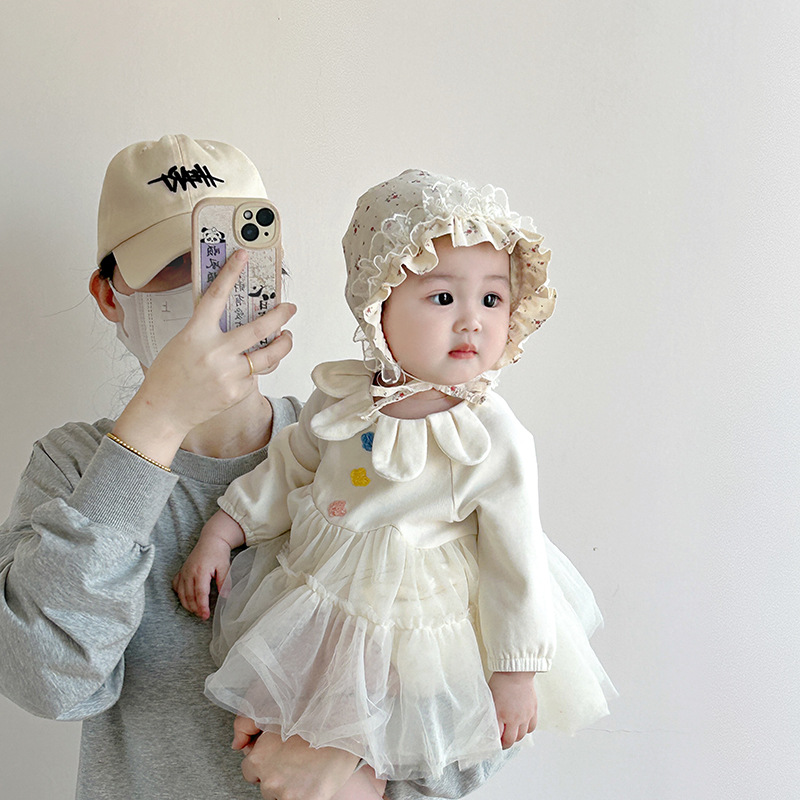 Sombreros para bebés coreanos primavera y otoño delgados sombreros de puerta de chimenea sombreros de corte para bebés pequeños meses de algodón sombreros