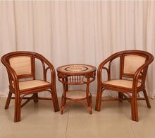 印尼真藤椅三件套阳台休闲茶桌家用藤编桌椅组合五件套单人靠背椅