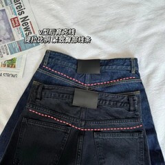 xhj854 2025年春新作 レディース パンツ 全面プリント ルーズフィット デニムパンツ ワイドレッグパンツ
