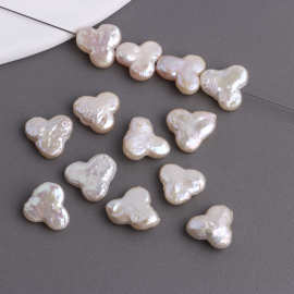 淡香槟色通孔三叶草巴洛克 天然淡水异形珍珠散珠串珠diy饰品配件