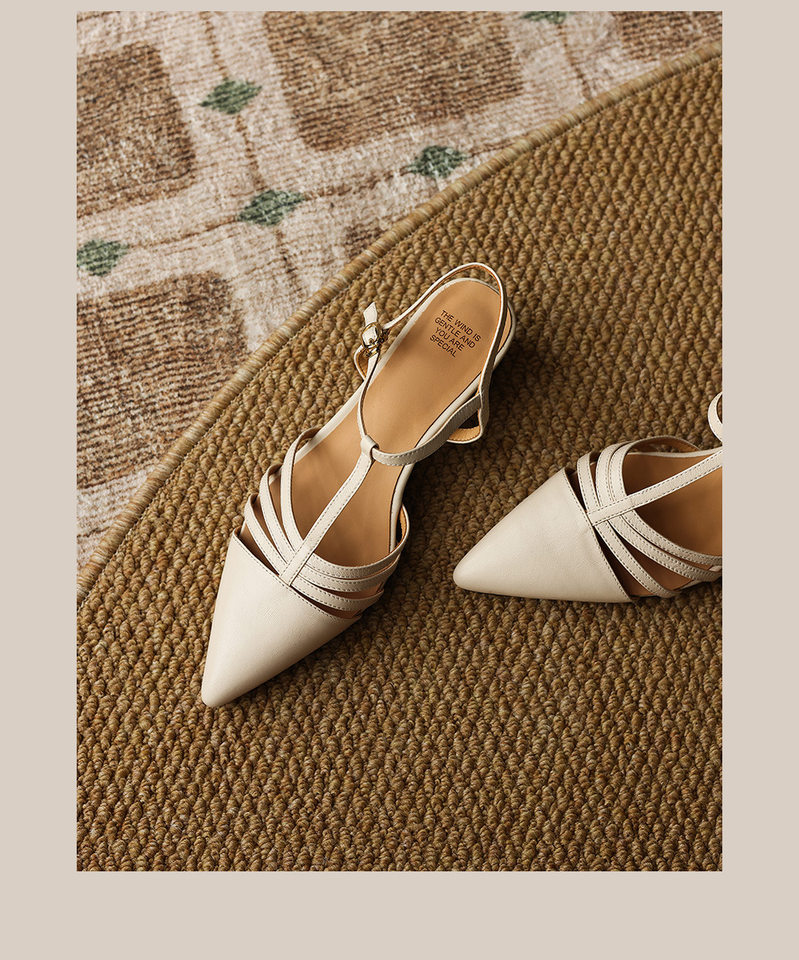 Sandal nữ mũi nhọn quai chữ T gót 5 cm phong cách Hàn Quốc — đen chi tiết 20