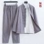 长袖夏季中式亚麻三件套