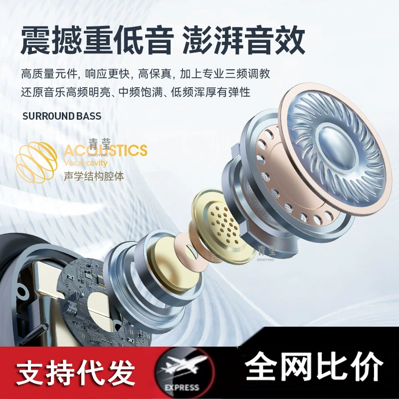 Sports year noise reduction 2024 battery life new clip-on ear hook e-sports high-quality Bluetooth in-ear ultra-long headphones