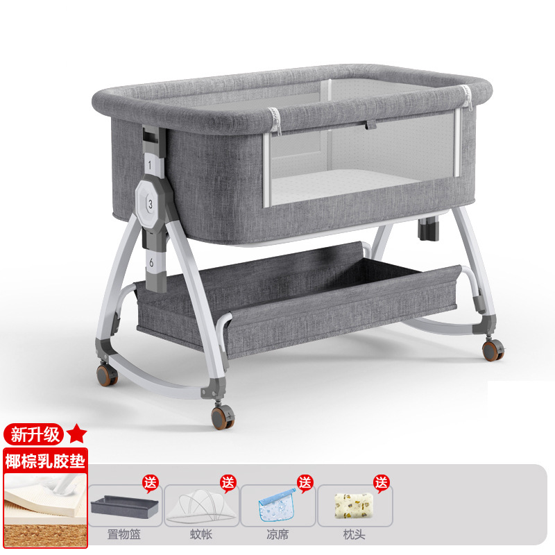 Cuna de bebé recién nacido cama costura Cama grande Baby Shaker BB cama de los niños cuna cama multifuncional móvil plegable image 33