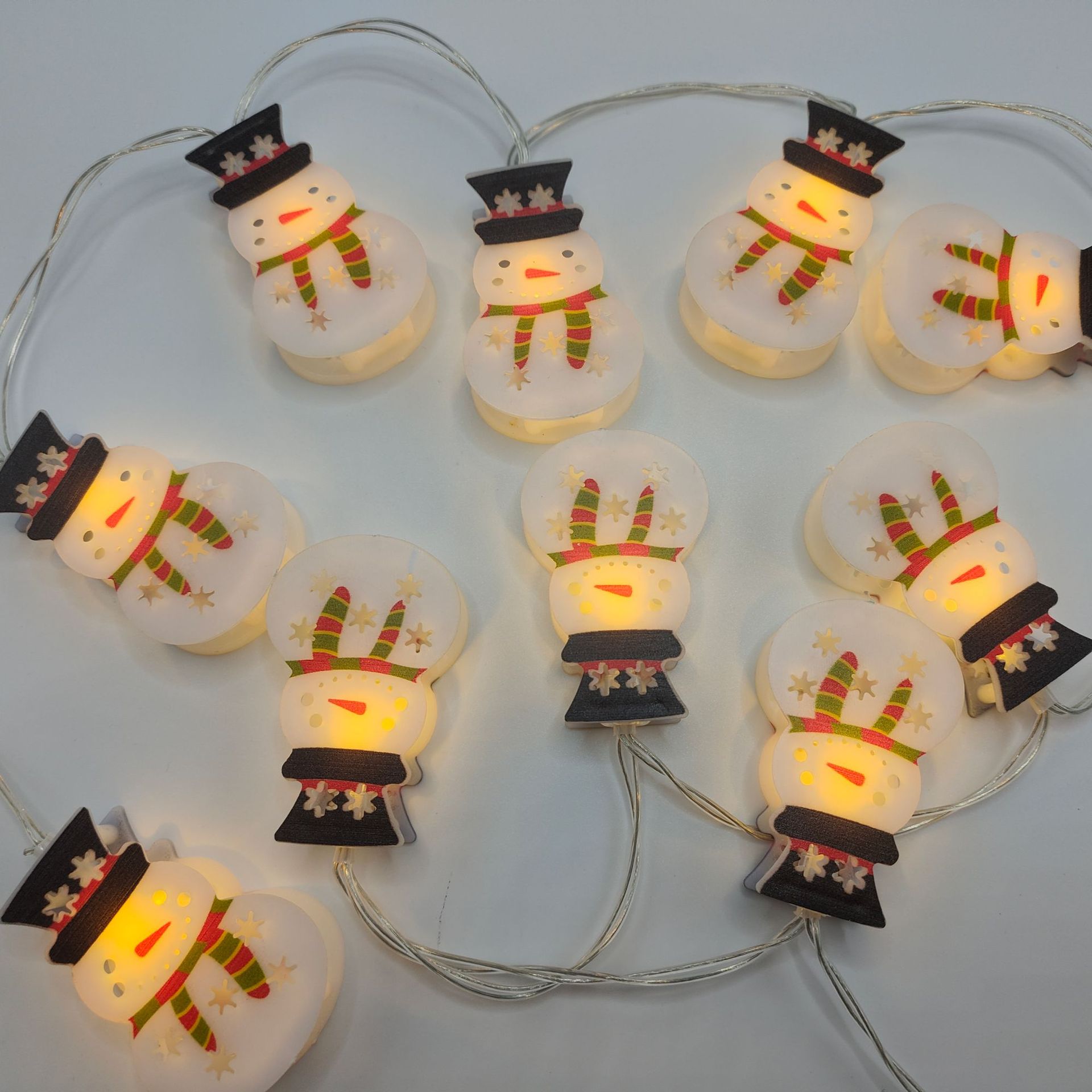 Decoración de Navidad lámparas LED de colores cadena creativa de doble cara muñeco de nieve árbol de Navidad escena de diseño colgante pequeño colgante