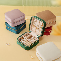 Cross-border new suede jewelry storage box travel portable jewelry box earrings necklace ring jewelry box