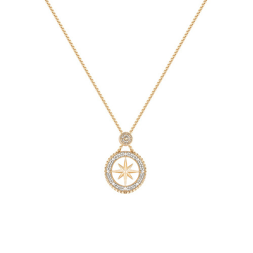 Korean version of exquisite sparkling diamond eight-pointed star necklace for women, light luxury, niche design, sweater chain, temperament, long autumn and winter accessories