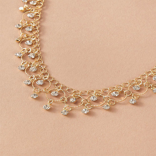 Hot-selling zircon-inlaid drop necklace for women, Instagram-style, European and American personalized geometric tassel clavicle chain—wholesale from factory