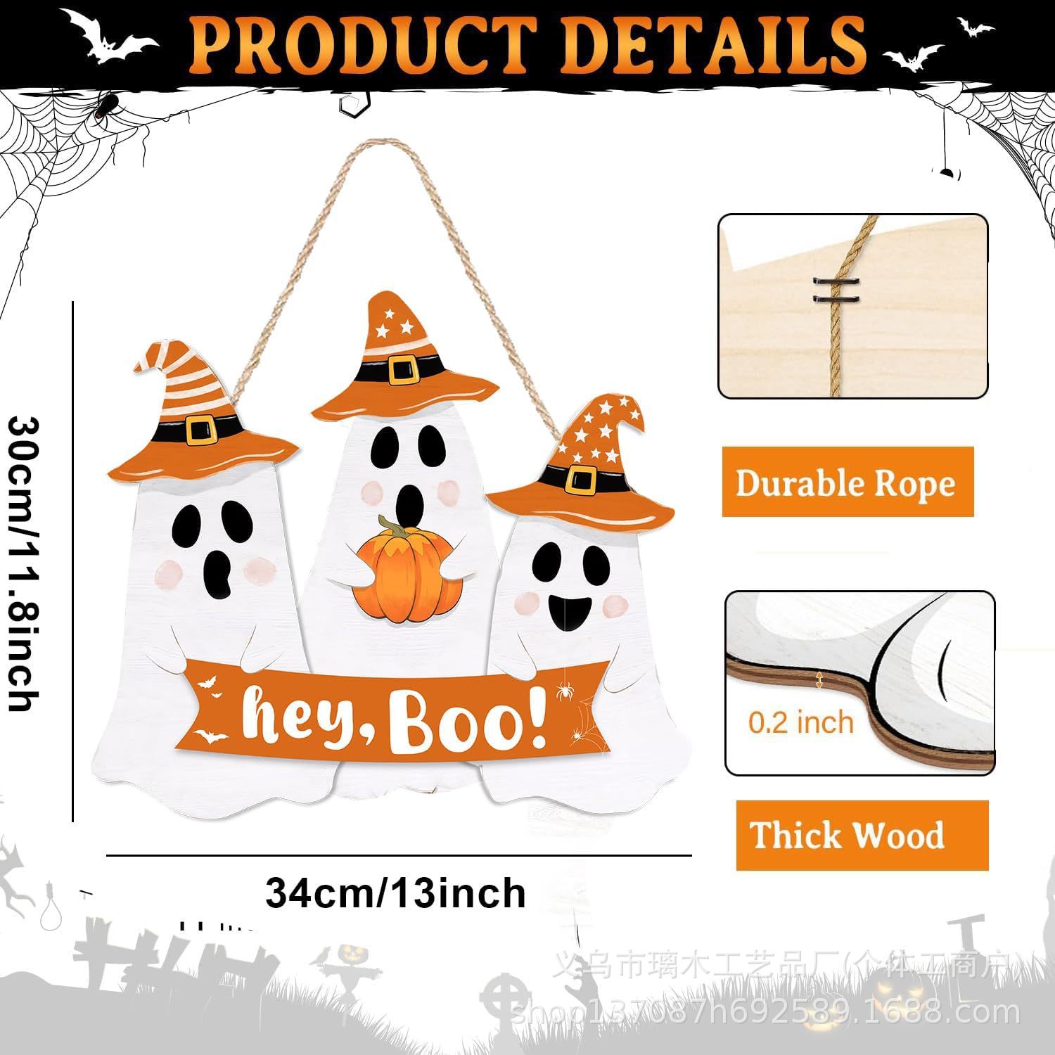 Nuevos productos transfronterizos de madera Halloween decoración de la atmósfera de la fiesta del hogar cabeza de ratón colgante decoración del patio vestíbulo