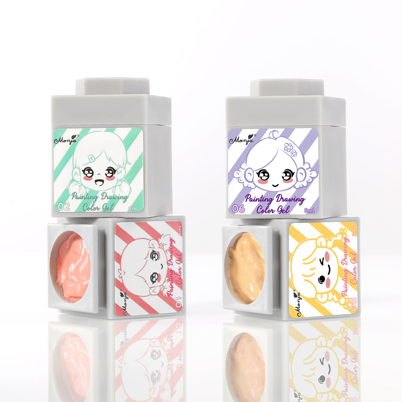 Esmalte de uñas en gel de secado rápido sin necesidad de lavado, famoso en Internet, gel de pintura recargable en forma de bloque con estilo de pegatinas de dibujos animados, colores vibrantes, gel de aplicación rápida.