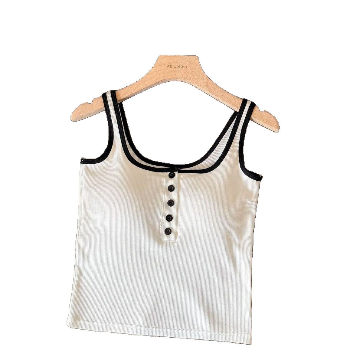 2025 nueva camisola de color de contraste de espalda hermosa para mujer almohadilla fija para el pecho interior y exterior con botones de uso exterior chaleco de fondo de todo fósforo para mujer