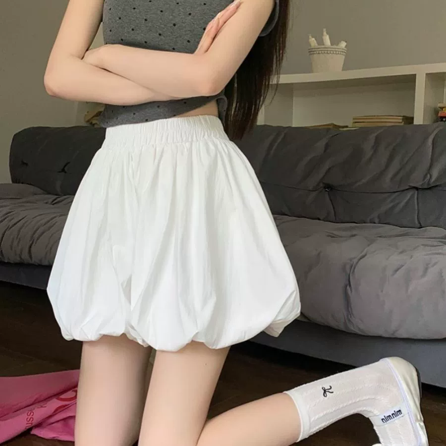 Summer trousers, skirt, universal fitted flashlight, shorts, cloud, plus size, high waist, A-line